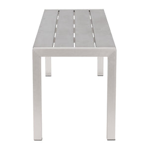 HomeRoots 60" Silver Aluminum Bench - Stylish, Durable Seating for Entryways, Hallways, and Mudrooms 668857