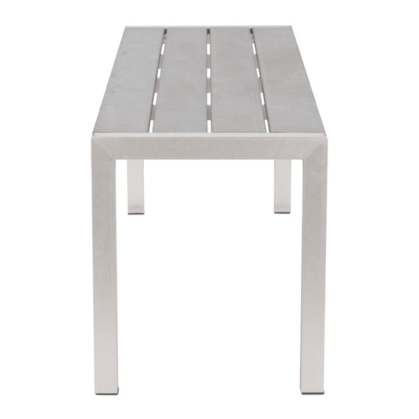 HomeRoots 60" Silver Aluminum Bench - Stylish, Durable Seating for Entryways, Hallways, and Mudrooms 668857