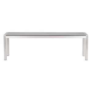 HomeRoots 60" Silver Aluminum Bench - Stylish, Durable Seating for Entryways, Hallways, and Mudrooms 668857