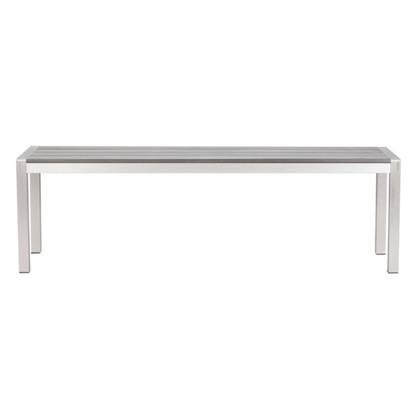 HomeRoots 60" Silver Aluminum Bench - Stylish, Durable Seating for Entryways, Hallways, and Mudrooms 668857