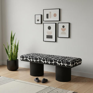 HomeRoots 49" Upholstered Bench with Stylish White Fabric and Solid Wood, Perfect for Entryway Seating & Decor 668858