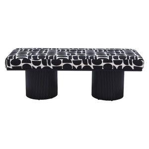 HomeRoots 49" Upholstered Bench with Stylish White Fabric and Solid Wood, Perfect for Entryway Seating & Decor 668858