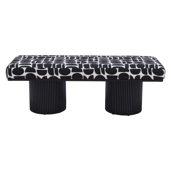 HomeRoots 49" Upholstered Bench with Stylish White Fabric and Solid Wood, Perfect for Entryway Seating & Decor 668858