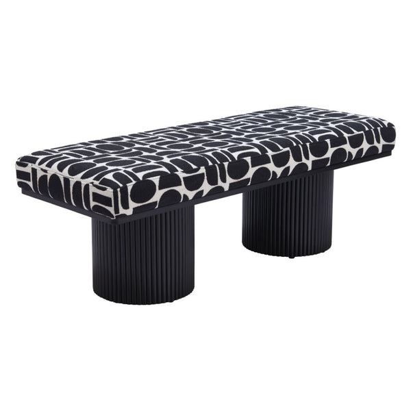 HomeRoots 49" Upholstered Bench with Stylish White Fabric and Solid Wood, Perfect for Entryway Seating & Decor 668858