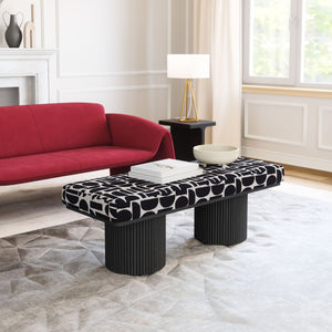 HomeRoots 49" Upholstered Bench with Stylish White Fabric and Solid Wood, Perfect for Entryway Seating & Decor 668858