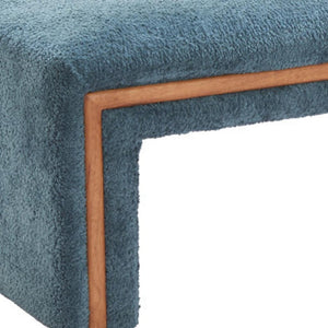 HomeRoots 56" Stylish Blue Upholstered Bench with Solid Wood Frame - Perfect for Entryways & Modern Interiors 668859