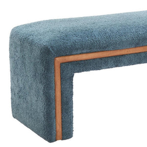 HomeRoots 56" Stylish Blue Upholstered Bench with Solid Wood Frame - Perfect for Entryways & Modern Interiors 668859