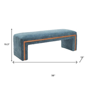 HomeRoots 56" Stylish Blue Upholstered Bench with Solid Wood Frame - Perfect for Entryways & Modern Interiors 668859