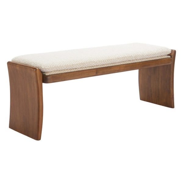 HomeRoots 48" Upholstered Bench in Beige and Brown – Stylish Seating for Entryways, Hallways & More! 668860