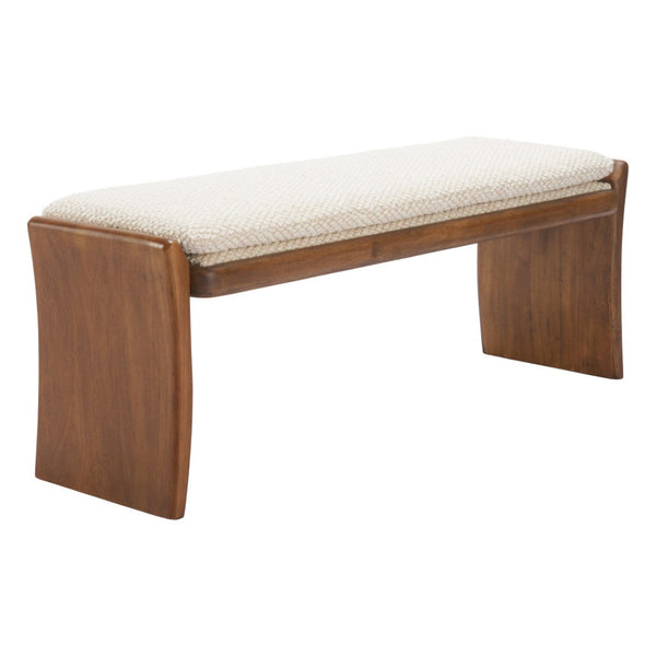 HomeRoots 48" Upholstered Bench in Beige and Brown – Stylish Seating for Entryways, Hallways & More! 668860