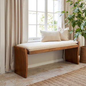 HomeRoots 48" Upholstered Bench in Beige and Brown – Stylish Seating for Entryways, Hallways & More! 668860