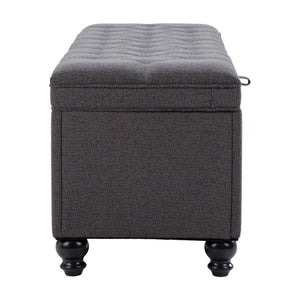 HomeRoots 56" Elegant Gray Upholstered Bench with Solid Wood Black Legs - Perfect for Entryway & Storage! 668861