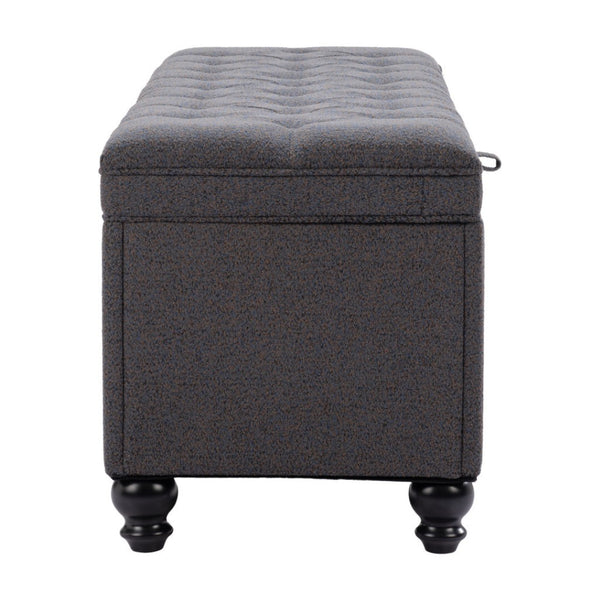 HomeRoots 56" Elegant Gray Upholstered Bench with Solid Wood Black Legs - Perfect for Entryway & Storage! 668861