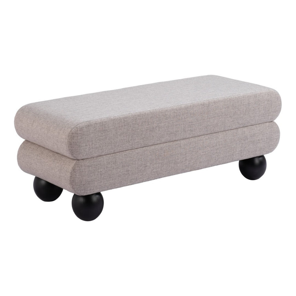 HomeRoots 46" Gray and Black Upholstered Bench - Stylish Entryway Seating with Solid Wood Base for Modern Homes 668862