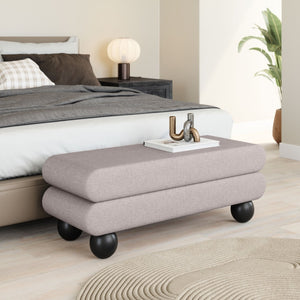 HomeRoots 46" Gray and Black Upholstered Bench - Stylish Entryway Seating with Solid Wood Base for Modern Homes 668862