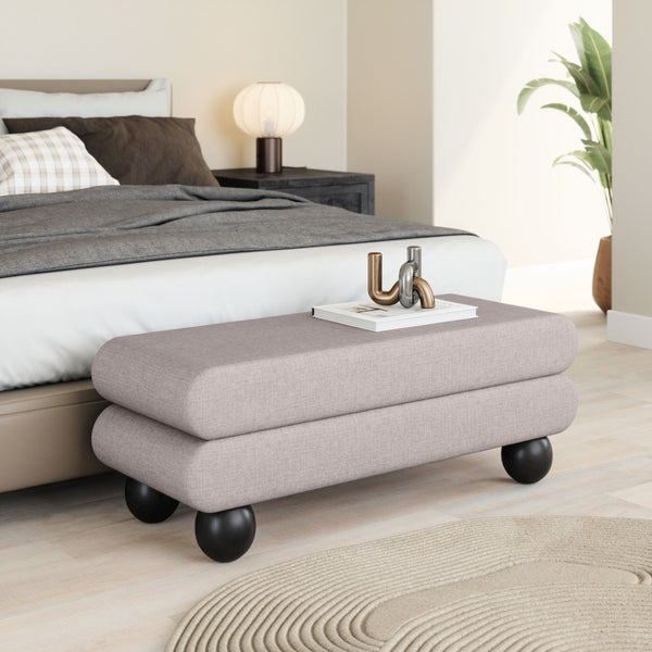 HomeRoots 46" Gray and Black Upholstered Bench - Stylish Entryway Seating with Solid Wood Base for Modern Homes 668862