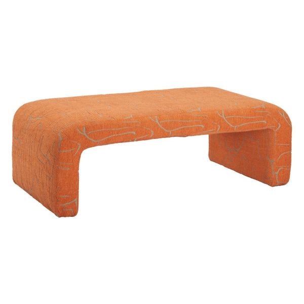 HomeRoots 50" Orange Upholstered Bench - Stylish Seating & Storage Solution for Entryways and Hallways 668863