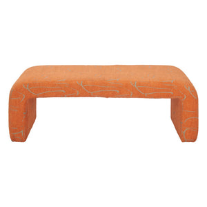 HomeRoots 50" Orange Upholstered Bench - Stylish Seating & Storage Solution for Entryways and Hallways 668863