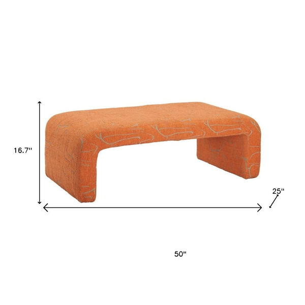 HomeRoots 50" Orange Upholstered Bench - Stylish Seating & Storage Solution for Entryways and Hallways 668863