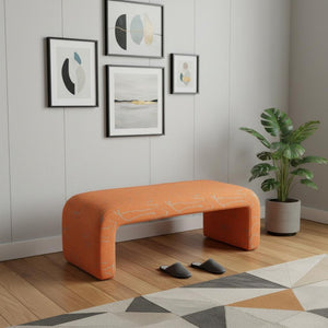 HomeRoots 50" Orange Upholstered Bench - Stylish Seating & Storage Solution for Entryways and Hallways 668863