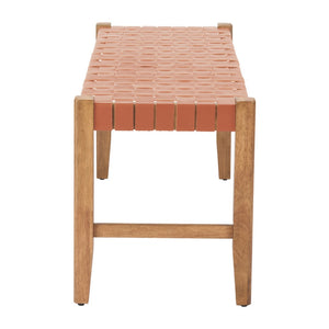 HomeRoots 48" Tan Faux Leather Upholstered Bench with Solid Wood Legs - Stylish Entryway Seating Solution 668864