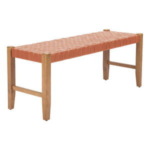 HomeRoots 48" Tan Faux Leather Upholstered Bench with Solid Wood Legs - Stylish Entryway Seating Solution 668864
