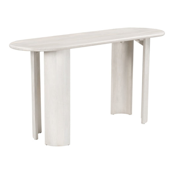 HomeRoots 58" White Solid Wood Oval Console Table – Versatile Entryway, Living Room, and Bedroom Accent Piece 668866