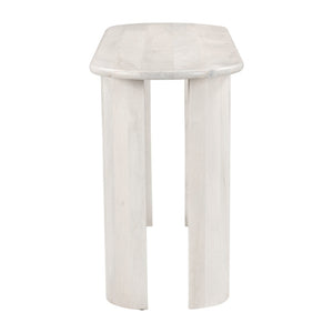 HomeRoots 58" White Solid Wood Oval Console Table – Versatile Entryway, Living Room, and Bedroom Accent Piece 668866