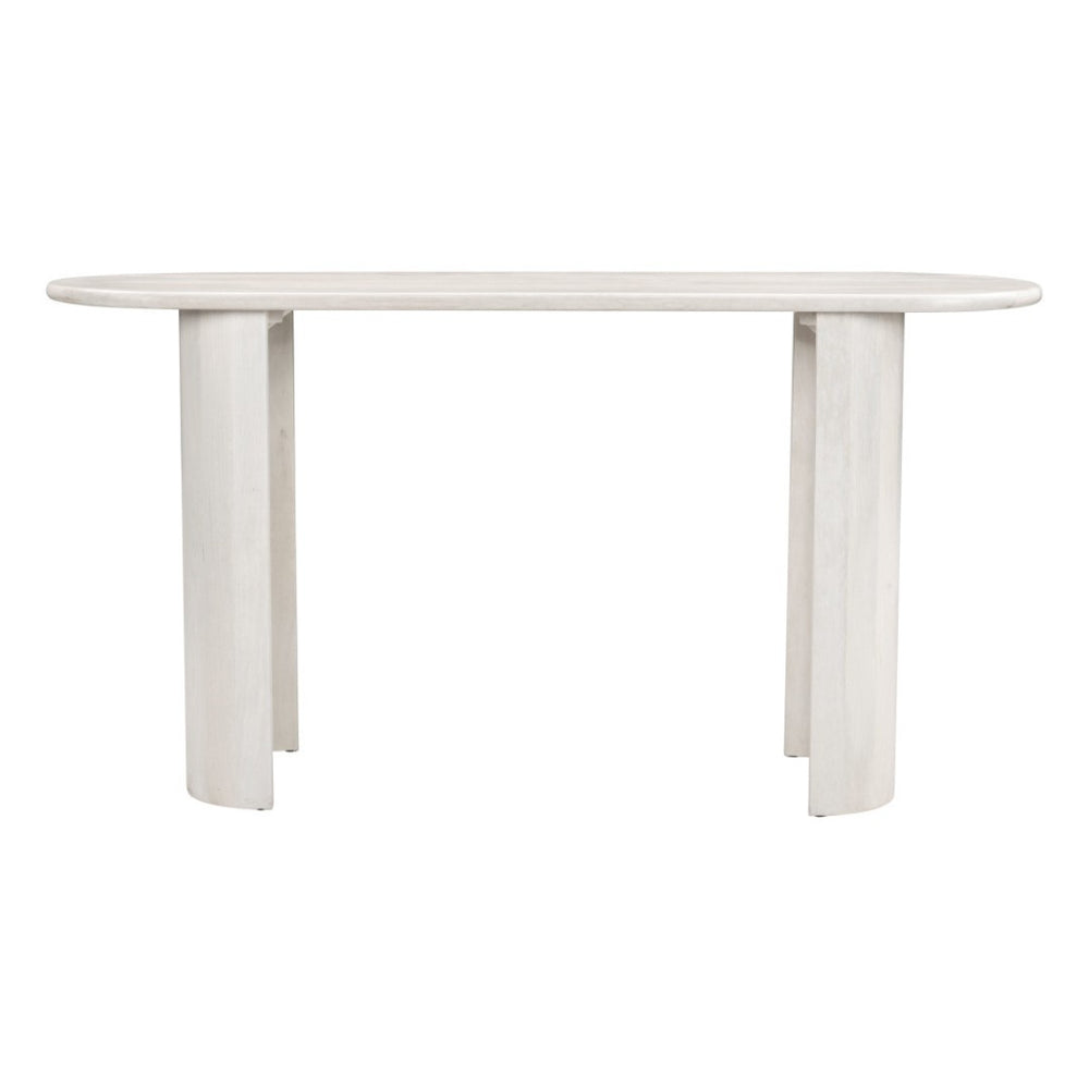 HomeRoots 58" White Solid Wood Oval Console Table – Versatile Entryway, Living Room, and Bedroom Accent Piece 668866