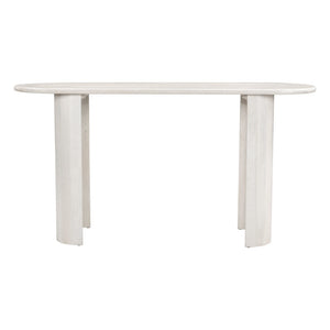 HomeRoots 58" White Solid Wood Oval Console Table – Versatile Entryway, Living Room, and Bedroom Accent Piece 668866
