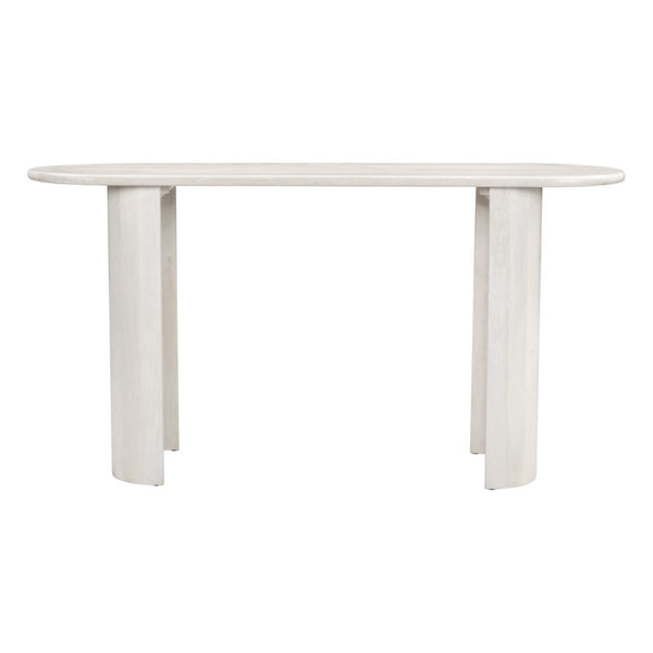 HomeRoots 58" White Solid Wood Oval Console Table – Versatile Entryway, Living Room, and Bedroom Accent Piece 668866