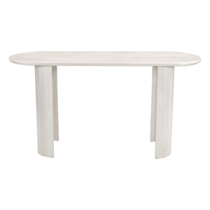 HomeRoots 58" White Solid Wood Oval Console Table – Versatile Entryway, Living Room, and Bedroom Accent Piece 668866