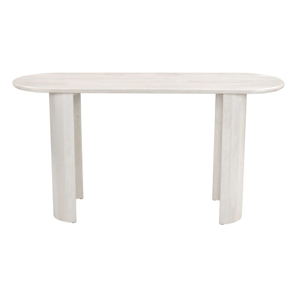 HomeRoots 58" White Solid Wood Oval Console Table – Versatile Entryway, Living Room, and Bedroom Accent Piece 668866