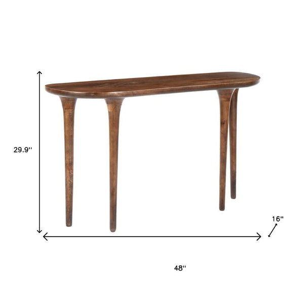 HomeRoots 48" Brown Solid Wood Half Circle Console Table - Elegant Entryway Accent for Decor & Essentials Storage 668868