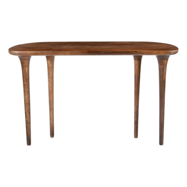 HomeRoots 48" Brown Solid Wood Half Circle Console Table - Elegant Entryway Accent for Decor & Essentials Storage 668868