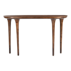 HomeRoots 48" Brown Solid Wood Half Circle Console Table - Elegant Entryway Accent for Decor & Essentials Storage 668868