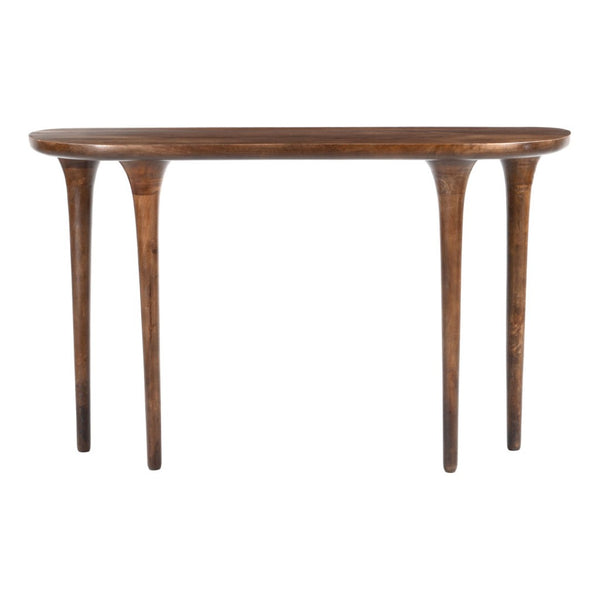 HomeRoots 48" Brown Solid Wood Half Circle Console Table - Elegant Entryway Accent for Decor & Essentials Storage 668868