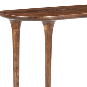 HomeRoots 48" Brown Solid Wood Half Circle Console Table - Elegant Entryway Accent for Decor & Essentials Storage 668868