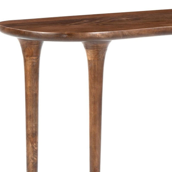 HomeRoots 48" Brown Solid Wood Half Circle Console Table - Elegant Entryway Accent for Decor & Essentials Storage 668868