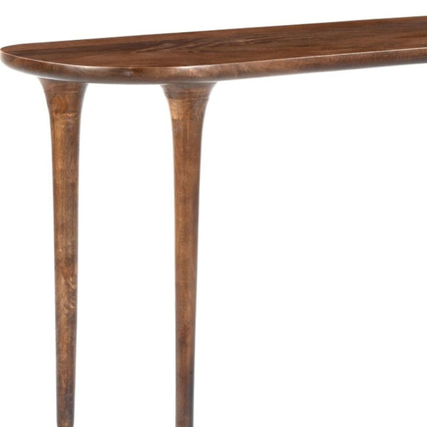 HomeRoots 48" Brown Solid Wood Half Circle Console Table - Elegant Entryway Accent for Decor & Essentials Storage 668868