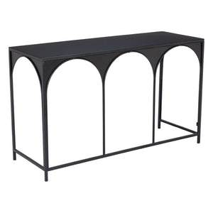 HomeRoots 50" Sleek Black Steel Frame Console Table - Modern Design for Entryways, Living Rooms & Small Spaces 668872