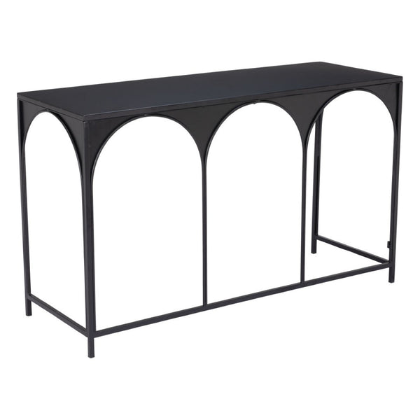 HomeRoots 50" Sleek Black Steel Frame Console Table - Modern Design for Entryways, Living Rooms & Small Spaces 668872