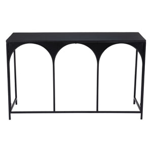 HomeRoots 50" Sleek Black Steel Frame Console Table - Modern Design for Entryways, Living Rooms & Small Spaces 668872