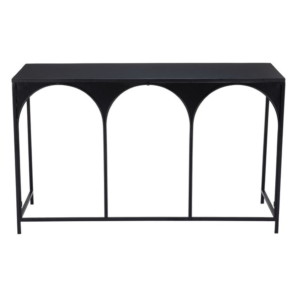 HomeRoots 50" Sleek Black Steel Frame Console Table - Modern Design for Entryways, Living Rooms & Small Spaces 668872
