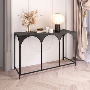 HomeRoots 50" Sleek Black Steel Frame Console Table - Modern Design for Entryways, Living Rooms & Small Spaces 668872