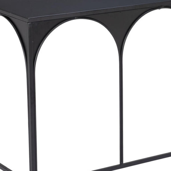 HomeRoots 50" Sleek Black Steel Frame Console Table - Modern Design for Entryways, Living Rooms & Small Spaces 668872