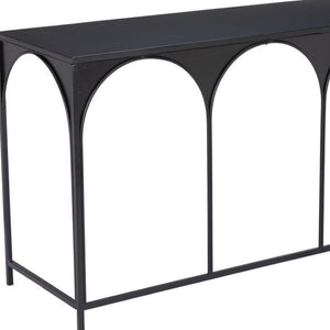 HomeRoots 50" Sleek Black Steel Frame Console Table - Modern Design for Entryways, Living Rooms & Small Spaces 668872