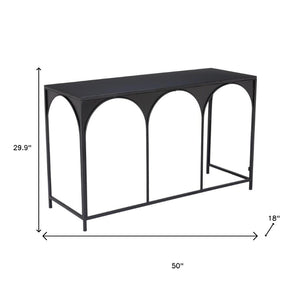 HomeRoots 50" Sleek Black Steel Frame Console Table - Modern Design for Entryways, Living Rooms & Small Spaces 668872