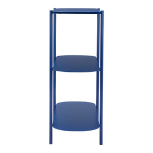 HomeRoots 36" Blue Steel Oval Console Table - Stylish 3-Tier Design for Entryways, Living Rooms & Offices 668873