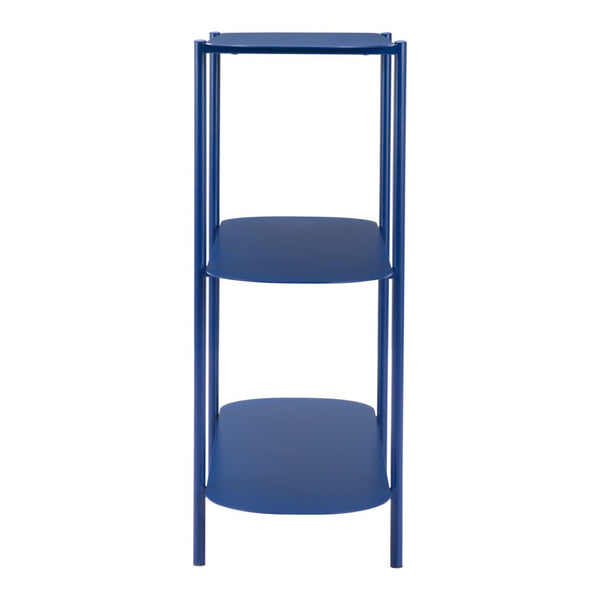 HomeRoots 36" Blue Steel Oval Console Table - Stylish 3-Tier Design for Entryways, Living Rooms & Offices 668873